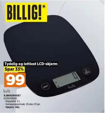 POWER KJØKKENVEKT KUSEK9690 tilbud