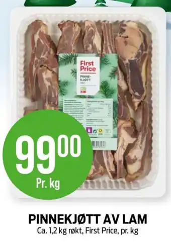 Kiwi PINNEKJØTT AV LAM Ca. 1,2 kg røkt, First Price, pr. kg tilbud