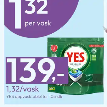 Gigaboks Yes oppvasktabletter 105 stk tilbud