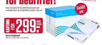 Europris Xerox kopipapir tilbud