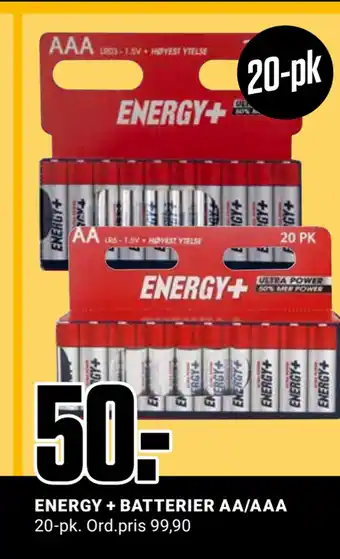 Europris Energy + batterier aa/aaa tilbud