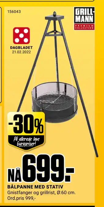 Europris Bålpanne med stativ tilbud