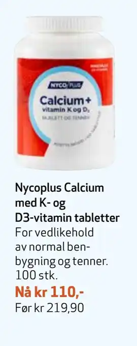 Apotek 1 Nycoplus calcium med k- og d3-vitamin tabletter tilbud