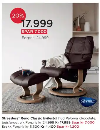 Møbelringen Stressless reno classic hvilestol tilbud