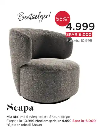 Møbelringen Mia stol tilbud