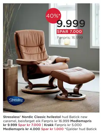 Møbelringen Stressless nordic classic hvilestol tilbud