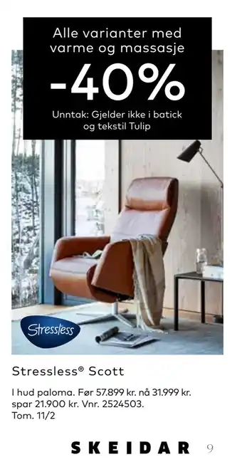 Skeidar Stressless scott tilbud