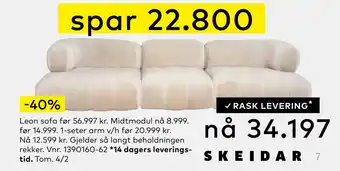 Skeidar Leon sofa tilbud