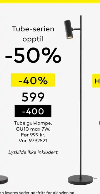 Skeidar Tube gulvlampe tilbud