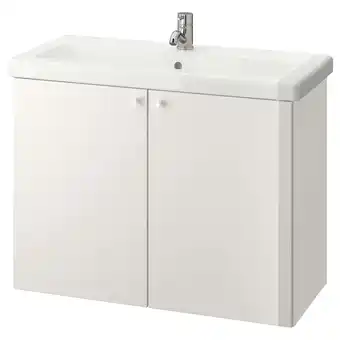 IKEA Enhet / tvällen servantskap med 2 dører, hvit/pilkån blandebatteri, 84x43x65 cm tilbud