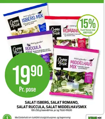Kiwi Salat isberg, salat romano, salat ruccula, salat middelhavsmix tilbud