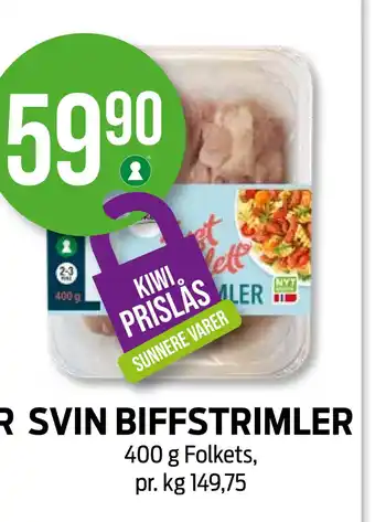 Kiwi Svin biffstrimler tilbud