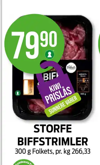 Kiwi Storfe biffstrimler tilbud