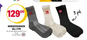 Coop Extra Norgessokken ull 3 pk tilbud