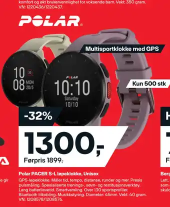 XXL Sport Polar pacer s-l løpeklokke, unisex tilbud