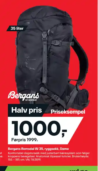 XXL Sport Bergans romsdal w 35, ryggsekk, dame tilbud