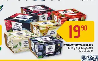 Coop Prix Utvalgte tine yoghurt 4 pk tilbud