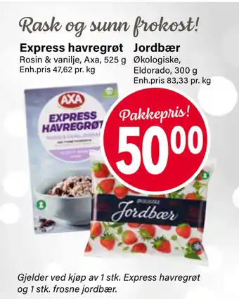 Nærbutikken Express havregrøt + jordbær tilbud