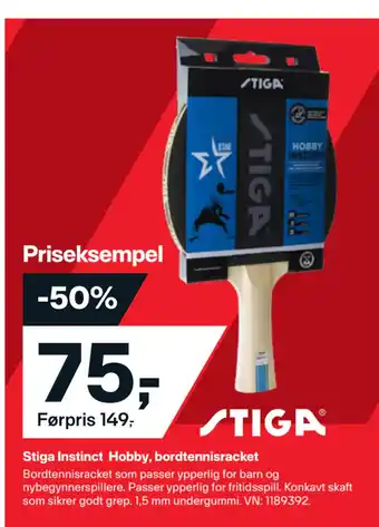 XXL Sport Stiga instinct hobby, bordtennisracket tilbud