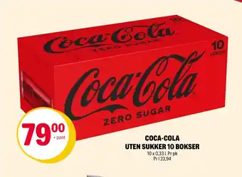 Coop Extra Coca-cola uten sukker 10 bokser tilbud