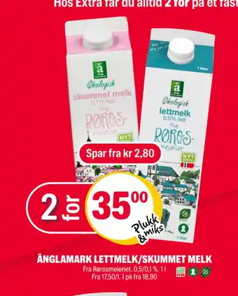 Coop Extra Änglamark lettmelk/skummet melk tilbud