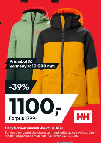 XXL Sport Helly hansen summit jacket, 8-16 år tilbud