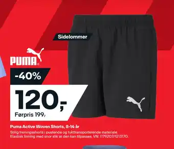 XXL Sport Puma active woven shorts, 8-14 år tilbud
