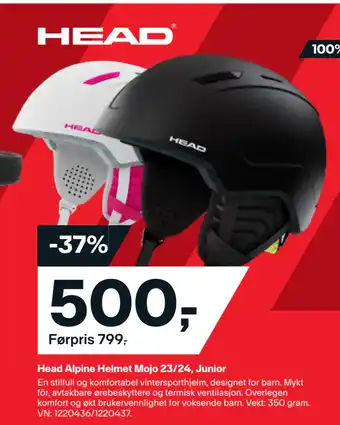 XXL Sport Head alpine helmet mojo 23/24, junior tilbud