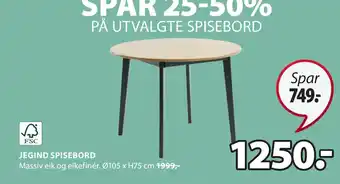 JYSK Jegind spisebord tilbud
