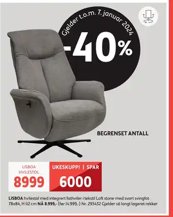 Bohus Lisboa hvilestol tilbud