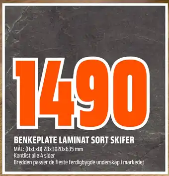 Obs Bygg Benkeplate laminat sort skifer tilbud