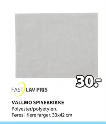 JYSK Vallmo spisebrikke tilbud