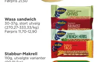 Meny Wasa sandwich tilbud