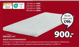 JYSK Gold t50 overmadrass tilbud