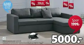 JYSK Marslev sovesofa med sjeselong tilbud