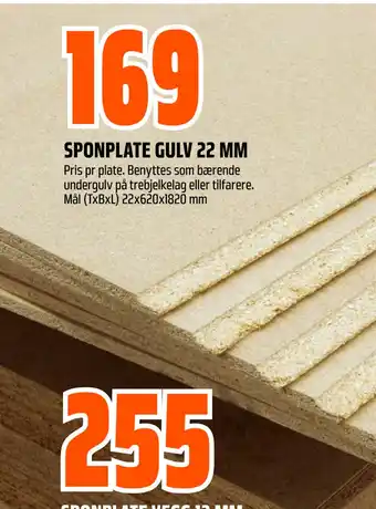Obs Bygg Sponplate gulv 22 mm tilbud