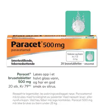 Vitusapotek Paracet brusetabletter 500 mg tilbud