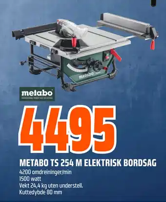 Obs Bygg Metabo ts 254 m elektrisk bordsag tilbud