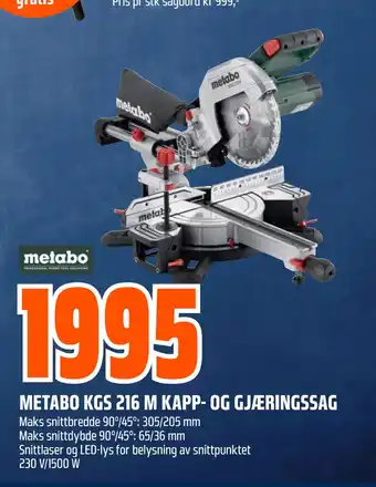 Obs Bygg Metabo kgs 216 m kapp- og gjæringssag tilbud