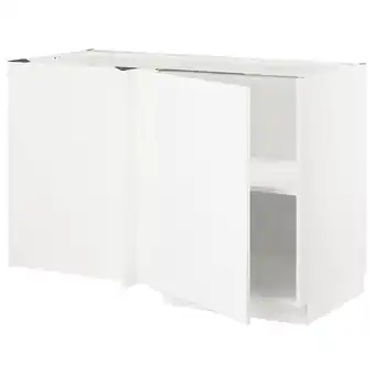 IKEA Metod benkehjørneskap med hylle, hvit/kungsbacka matt hvit, 128x68 cm tilbud
