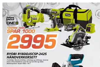 Coop Byggmix Ryobi r18ddjscsp-242s håndverkersett tilbud