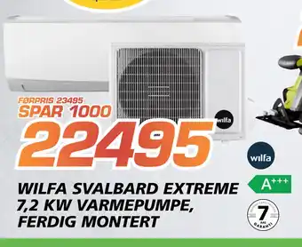 Coop Byggmix Wilfa svalbard extreme 7,2 kw varmepumpe, ferdig montert tilbud