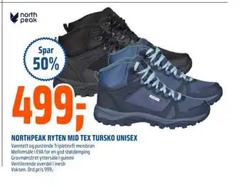 Coop Obs Northpeak ryten mid tex tursko unisex tilbud