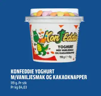 Coop Obs Konfeddie yoghurt m/vaniljesmak og kakaoknapper tilbud