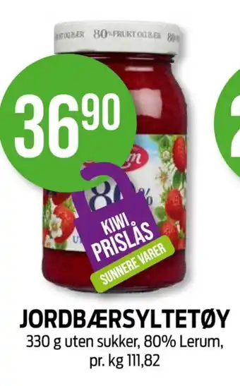 Kiwi Lerum jordbær 80% 330 gram tilbud
