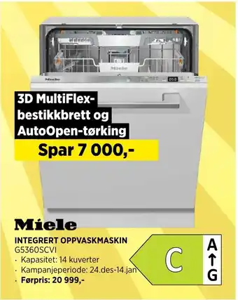 POWER Miele INTEGRERT OPPVASKMASKIN tilbud