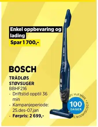 POWER BOSCH TRÅDLØS STØVSUGER tilbud