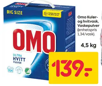Rusta Omo Kulor-og hvitvask, Vaskepulver tilbud