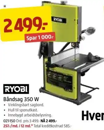 Jula RYOBI Båndsag 350 W tilbud