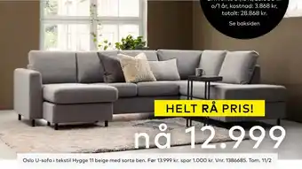 Skeidar Oslo u-sofa tilbud
